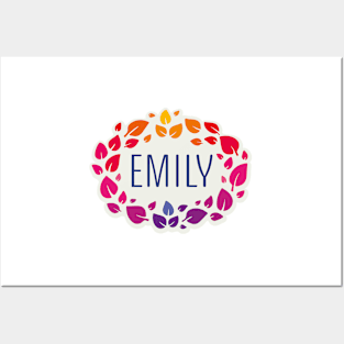 Emily name with colorful leaves Posters and Art